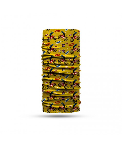 Sarı Cross Motor Boyunluk Çocuk Headwear Bandana