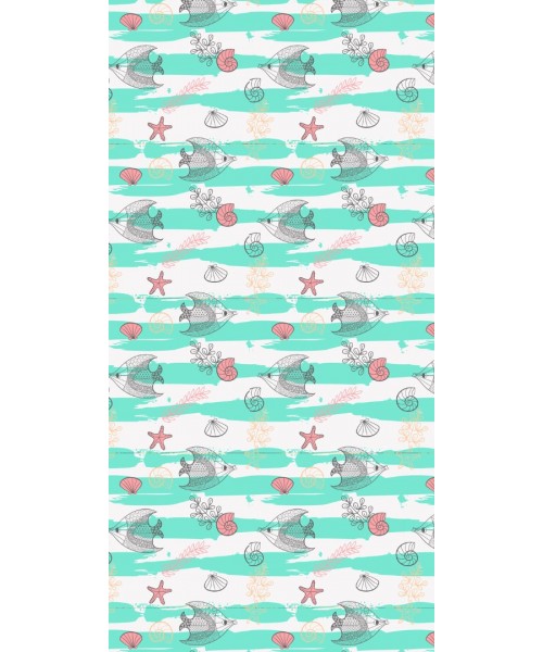 Headwear Soft Renk Balıklı Desen Baskılı Plaj Havlusu