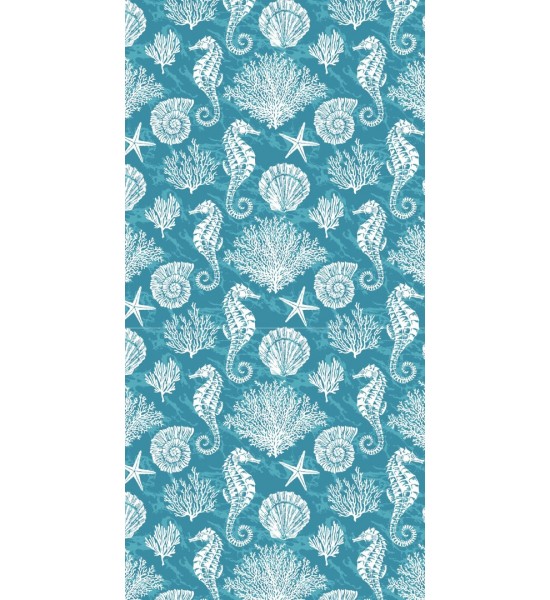 Headwear Deniz Yıldızı ve Deniz Atı V2 Baskılı Plaj Havlusu