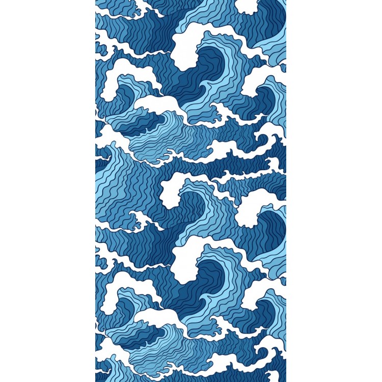 Headwear Mavi Dalgalar Baskılı Plaj Havlusu