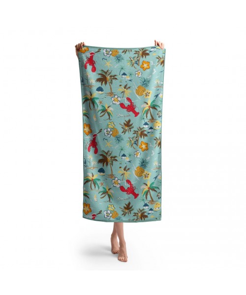 Headwear Yengeç Tropikal Agaç Ananas Desenli Baskılı Plaj Havlusu