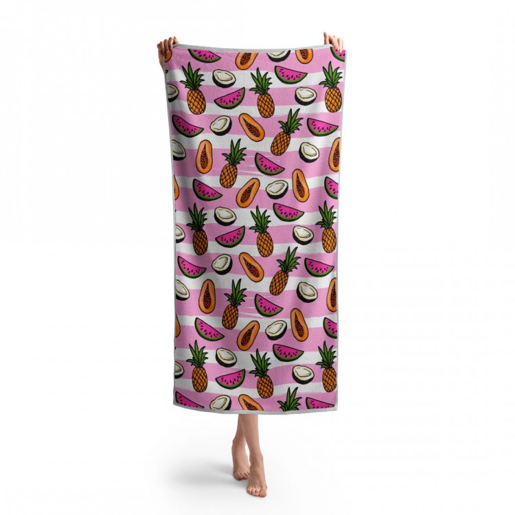 Headwear Karışık Meyve Desen Baskılı Plaj Havlusu