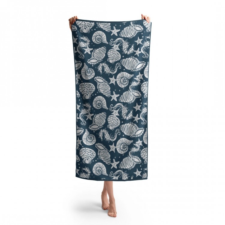 Headwear Deniz Yıldızı ve Deniz Atı Baskılı Plaj Havlusu