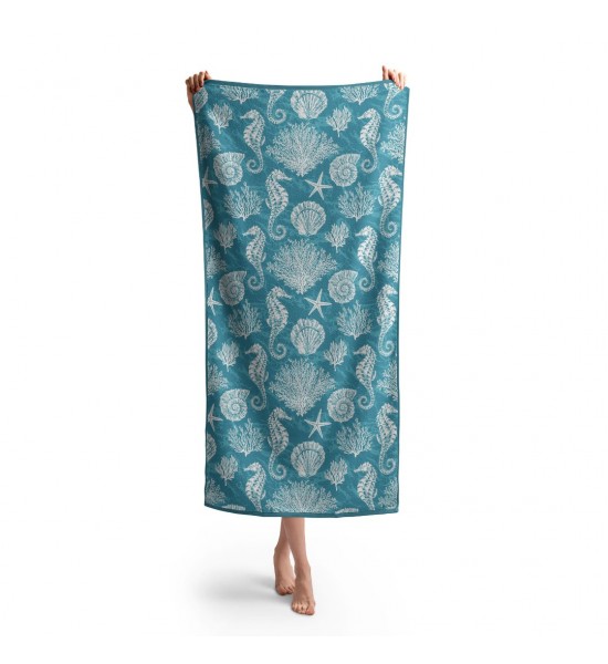 Headwear Deniz Yıldızı ve Deniz Atı V2 Baskılı Plaj Havlusu