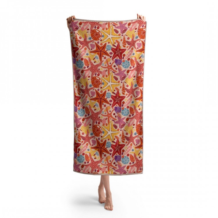 Headwear Renkli Deniz Yıldızları Baskılı Plaj Havlusu
