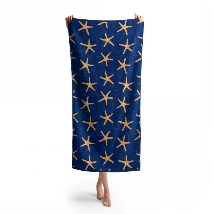 Headwear Sarı Deniz Yıldızı Detaylı Desen Baskılı Plaj Havlusu