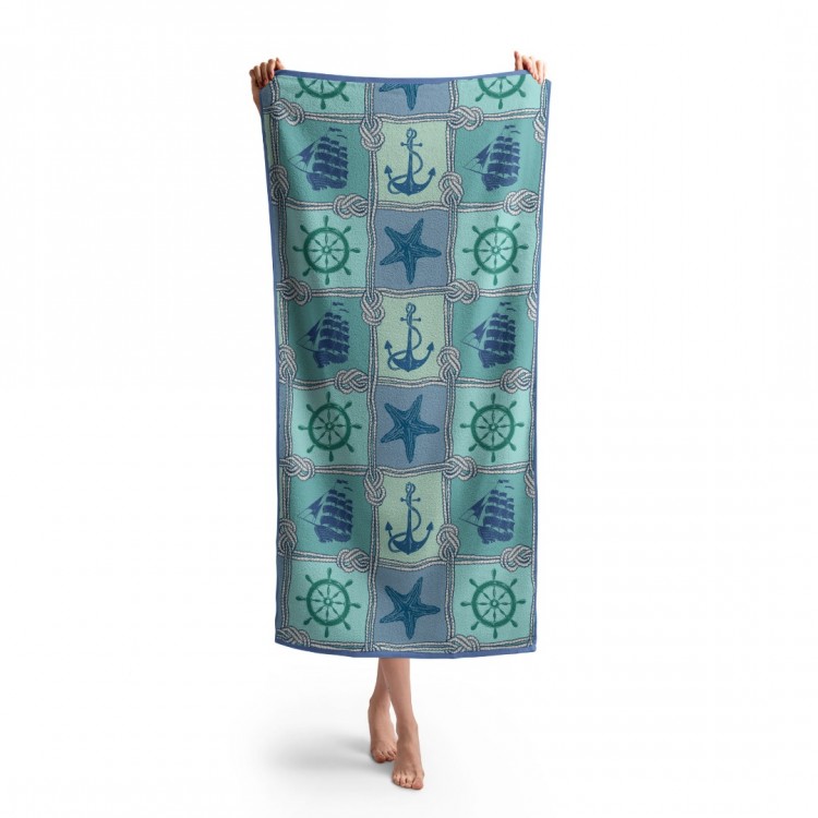 Headwear Deniz Yıldızı ve Çapa Baskılı Plaj Havlusu